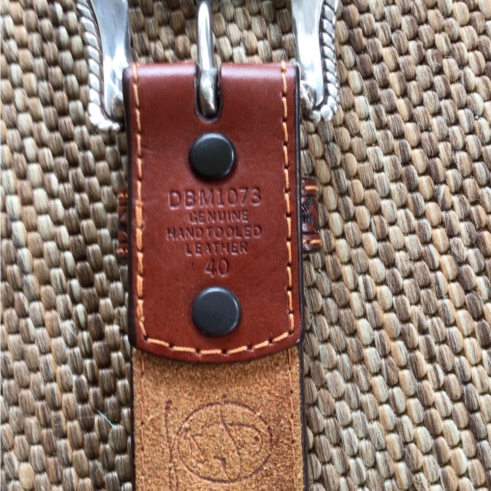 Cowhide roper men’s hand tooled leather belt sz 40 western cowboy rodeo